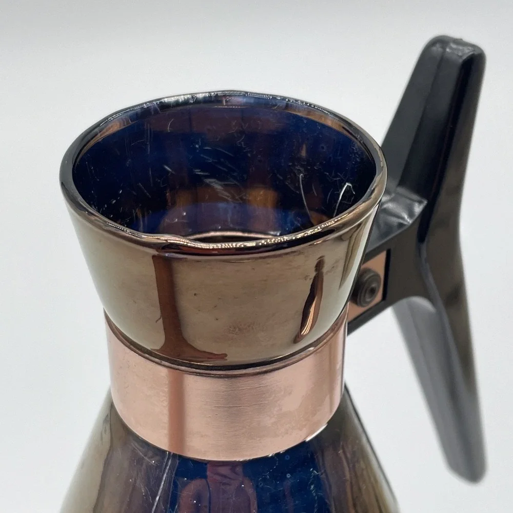 Vintage Inland Glass And Copper Coffee Pot Carafe 11 3/4
